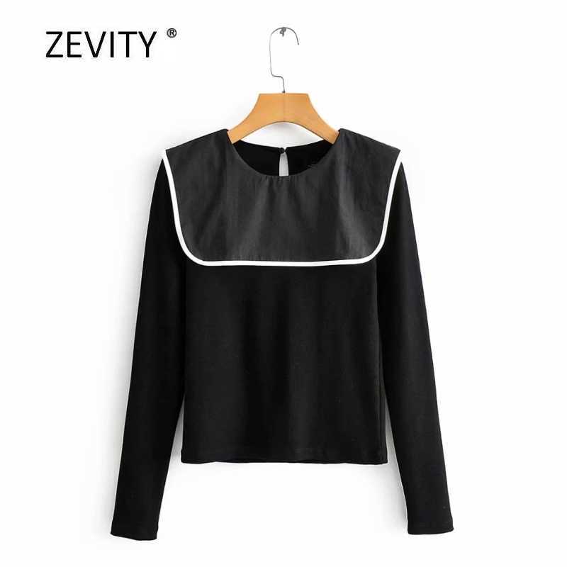 

Women summer o neck patchwork knitting T-shirt female chic long sleeve black casual slim T shirts leisure tops T671 210603, As pic t671yg