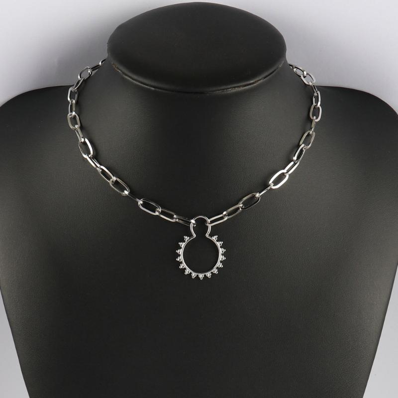 

Chains Gothic Choker Necklace Stainless Steel Chocker Sexy Charm Goth Punk Chokers For Women Men Friend HipHop Jewelry, Silver