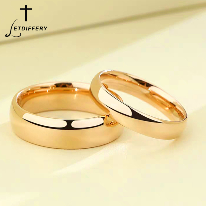 

Letdiffy-anillos de acero inoxidable lisos, oro Simple, 4MM, amantes los hombres y mujeres, joyera compromiso boda, regalos