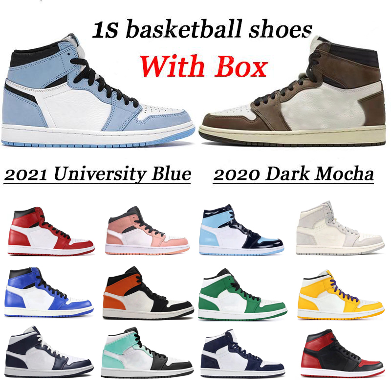 

men women Designer sneakers Newest Mens University Blue retro 1 Basketball shoes 1s New beginnings High Dark Mocha UNC Light Smoke Grey Chicago patent bred royal toe, #00