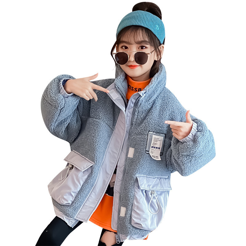 

Girls autumn and winter cotton clothing outer creative boy fashion casual cotton clothes girl Korean version of the qi jacket cotton jacket, Blue;gray