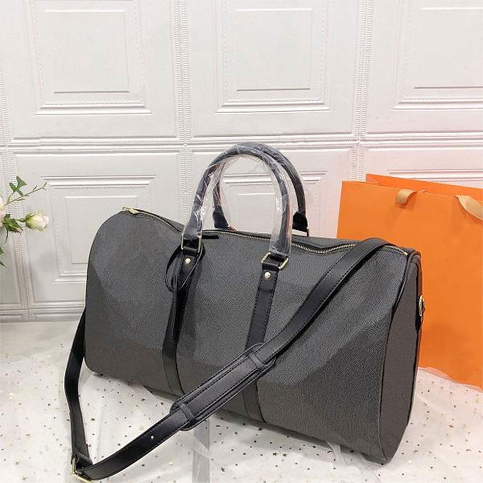

Fashion handbags large capacity Brand women travel bags PU Leather good quality Designer men shoulder duffel bag on luggage bottom rivets with lock head Luxury 41416, White plaid