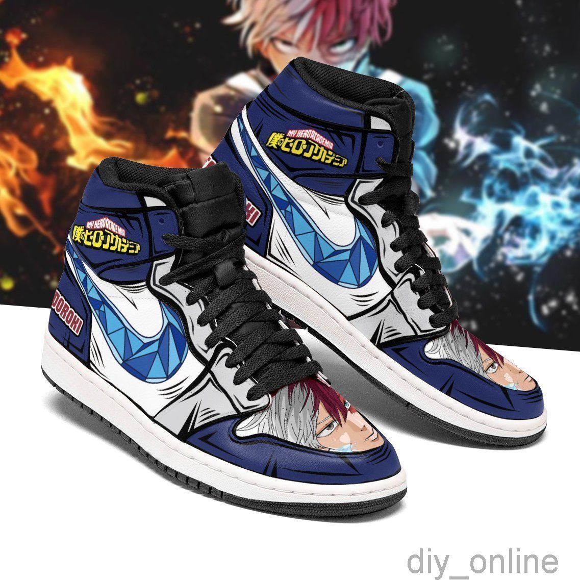 

DIY Anime Fan Sneakers shoto-todoroki Mens Womens Sports Shoes Jumpman 1 Model Custom Trainers Casual Running-Shoes, My-hero-academia