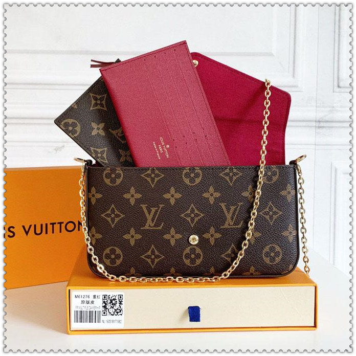 

PU Real leather favorite luxury handbag fashion crossbody women bag favorite design clutch leather LV Louis BAG Vitton, Red;black