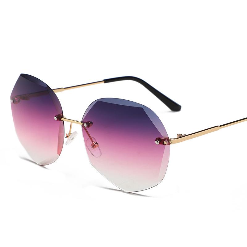 

Sunglasses ZENOTTIC Fashion Ladies Ocean Rimless Cutting Women Luxury Aviation UV400 Gradient Glasses Shades