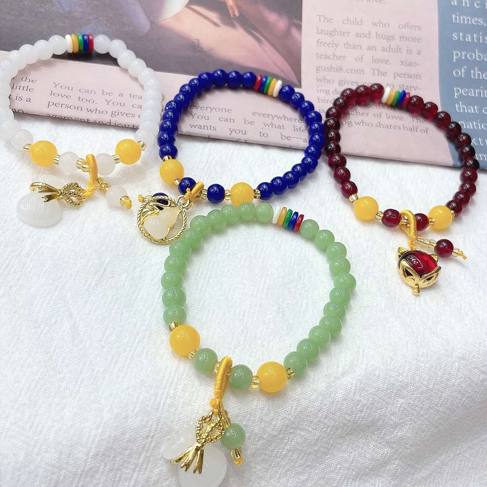 

national style imitation garnet jade bracelet and Tian Baiyu Bracelet, Golden;silver