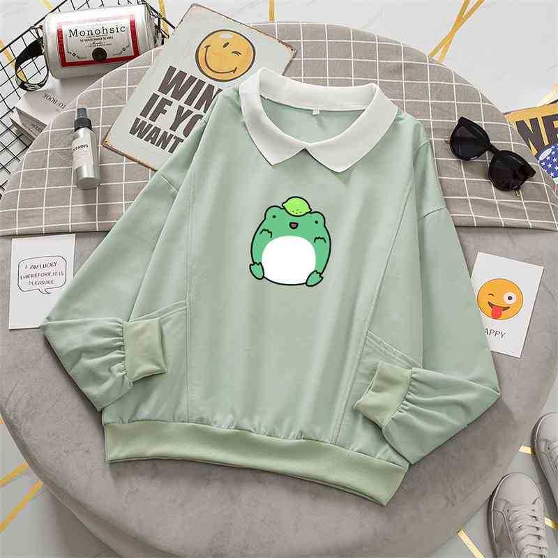 

Frog Swearshirt Estonian Harajuku Oversized Hoodies Women Graphic Katoon Sweatshirt Funny Hoodie with Pocket Clothing for Teenagers, Blue.
