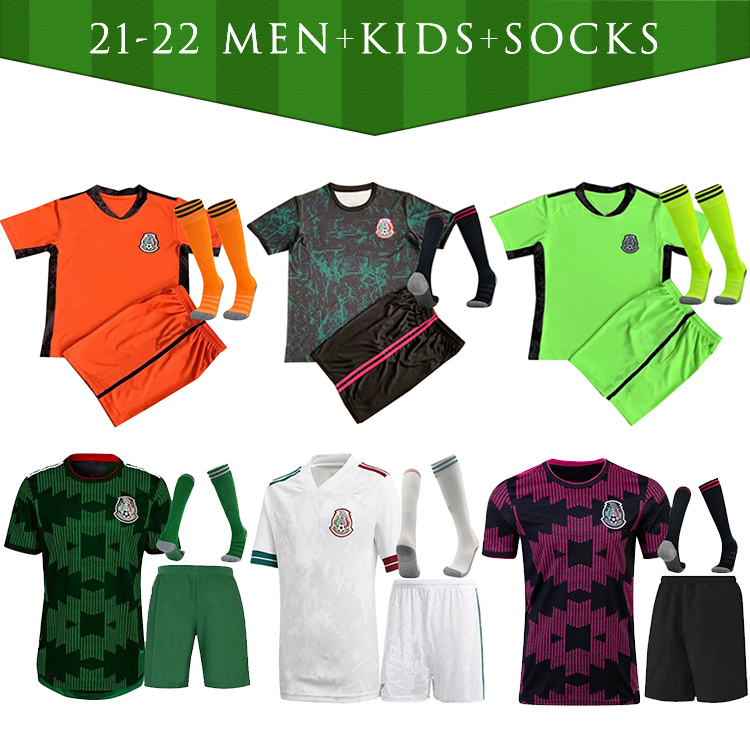 

Mexico soccer jerseys Copa america Camisetas 21 22 Fans version CHICHARITO LOZANO DOS SANTOS 2021 football shirts Men + Kids sets socks, Away suit patch mxg0023