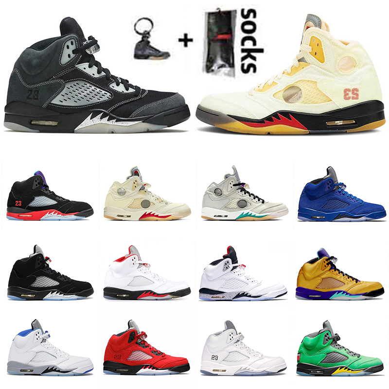 

Top Quality Basketball Shoes Retro Men Jumpman 5s Raging Red 5 Stealth 2.0 Fire What The White Cement Metallic Olympic Blue Suede Mens Sport
