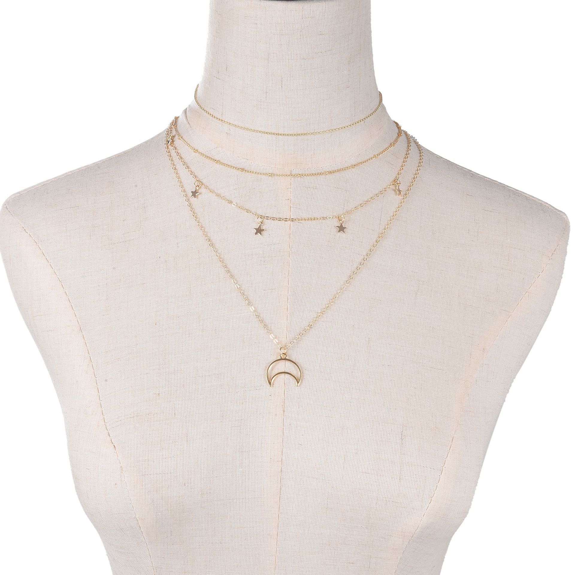 

Jewelry Fashion Five-pointed Star Tassel Necklace Crescent Pendant Necklace Neck Chain Female