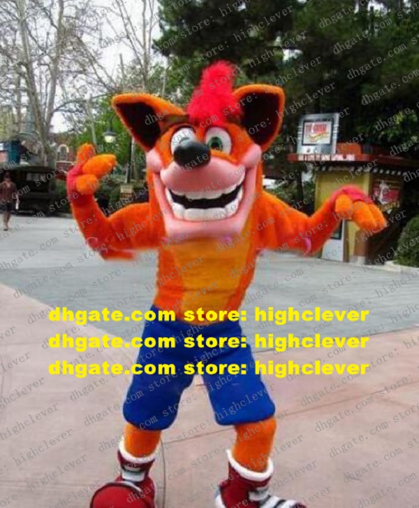 

Crash Bandicoot Wolf Mascot Costume Adult Cartoon Character Outfit Suit Enterprise Propaganda Upmarket Upscale zz7637, Red;yellow