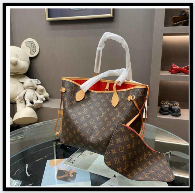 

LV LOUIS bag VITTON 2pcs set high qulity classic womens handBags flower ladies composite tote PU leather clutch shou, Red;black