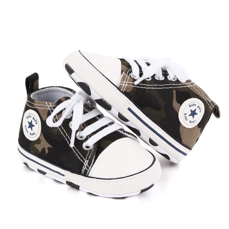

First Walkers Born Infant Camouflage Crib Shoes Anti-Slip Baby Toddler Canvas Cotton Soft Sole Boy Girls Sneaker