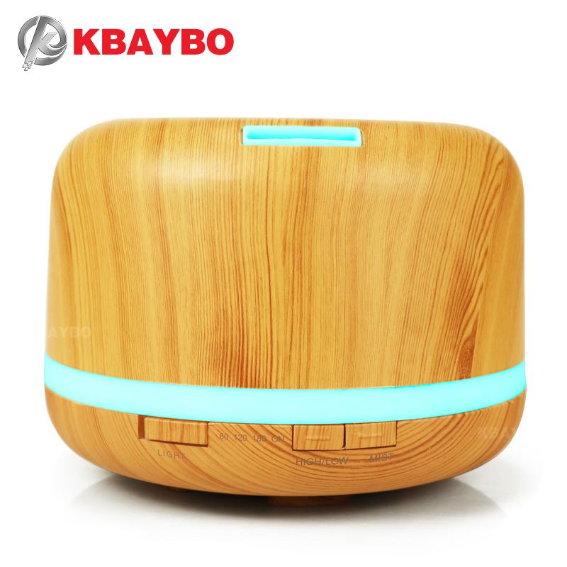 

500ml Essential Oil Aromatherapy Ultrasonic Air Humidifier 7 Kinds Of LED Color Optional Wood Grain Household Humidifiers