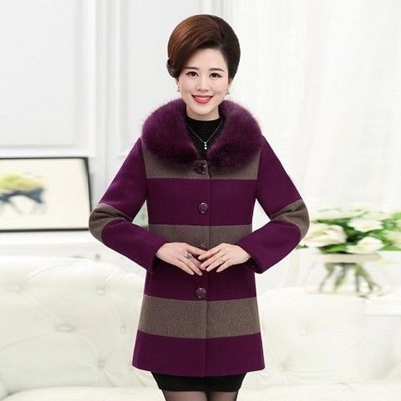 

Women's Jackets Autumn Winter Women Plaid Woolen Coat Plus Size 5XL Middle-aged Mother Female Jacket Single-Breasted Short Wool Coats Y686, Black;brown
