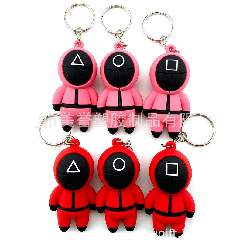 

TV Squid Game Keychain Popular Toy Anime Surrounding Wooden People Pontang PVC Keychains