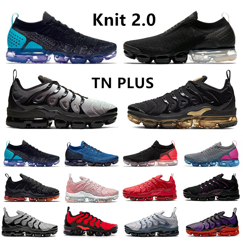 

knit 2.0 Moc mens running shoes oreo university gold Sail Black White tn plus volt red trainers men women sports sneakers 36-45, Color#15