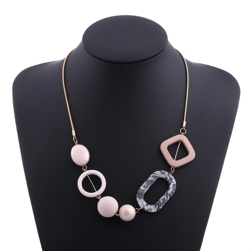 Pendant Necklaces Acetic Acid Geometric Necklace Accessories Fashion Colorful Acrylic Bead Choker Chain Jewelry Charm For Women Party Gift-image-699056826