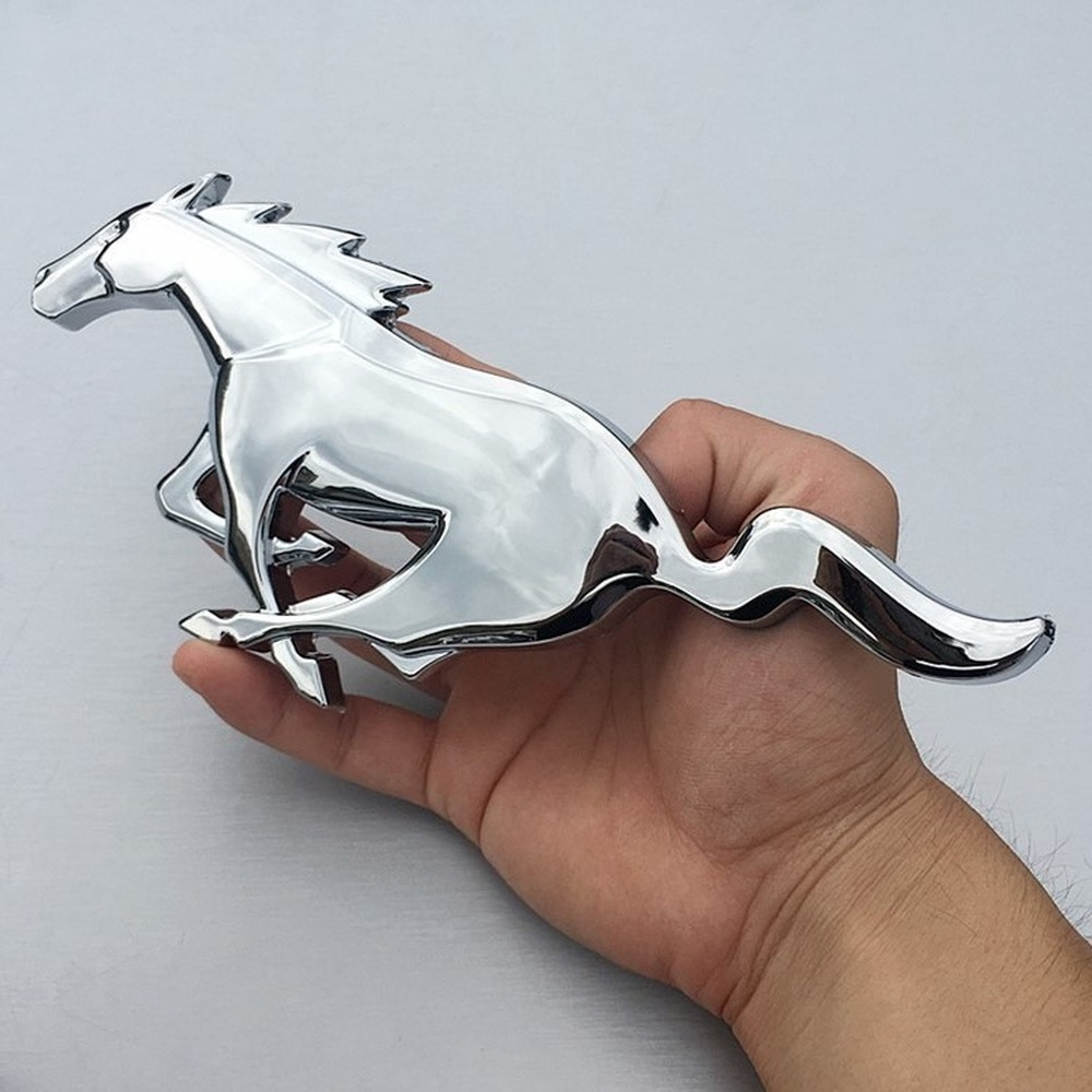

1PCS 3D Horse Logo Metal Car Front Cover Grille Middle Mesh Sticker Ford Mustang Universal Large Size Shelby GT, Gold