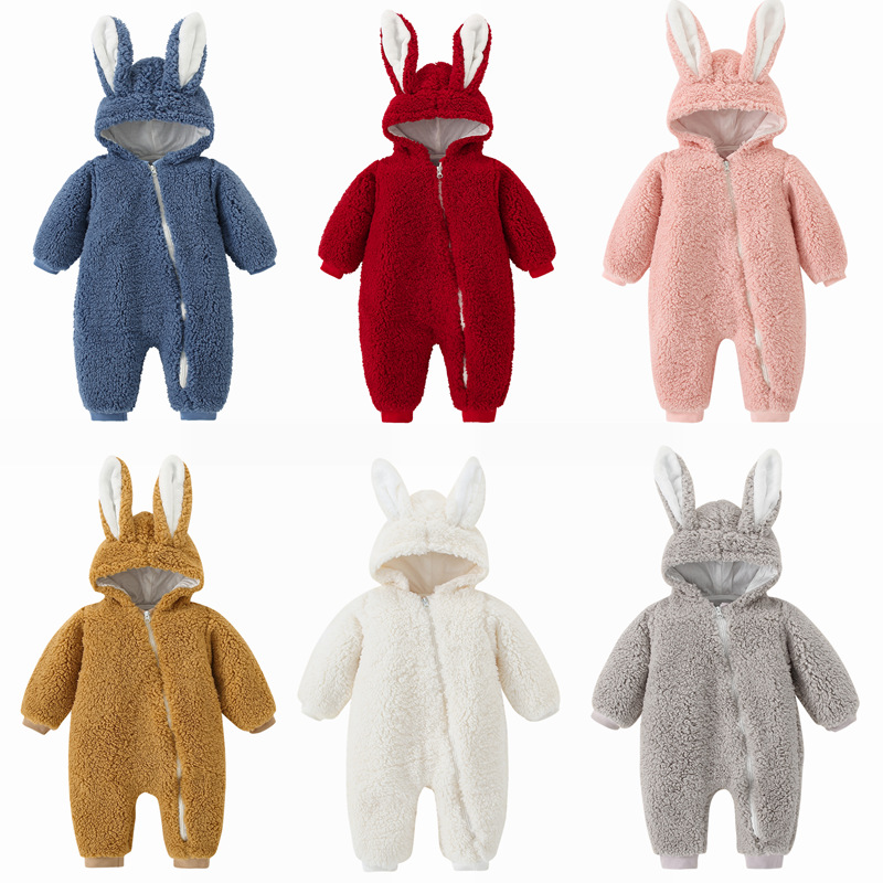 

Baby thick autumn and winter warm rabbit ears rompers  boys girls Christmas 0-24M Romper Toddle infant bodysuit Children one-piece onesies Jumpsuits, Pls pay the different price