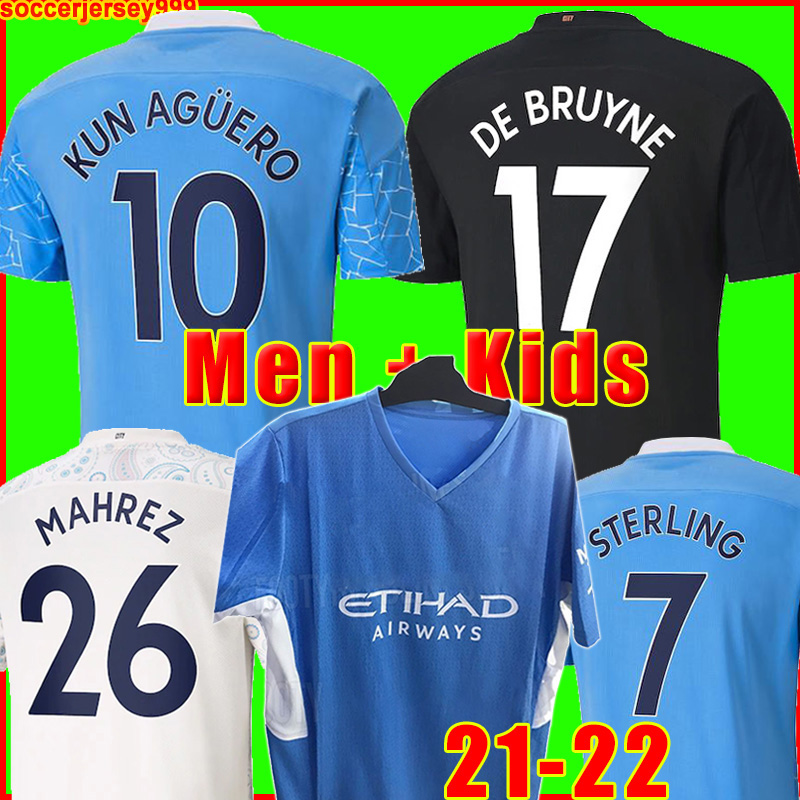 

Manchester soccer jersey 21 22 G. JESUS CITY STERLING FERRAN DE BRUYNE KUN AGUERO 2021 2022 football shirts MAN uniform men + kids kit, Kids away
