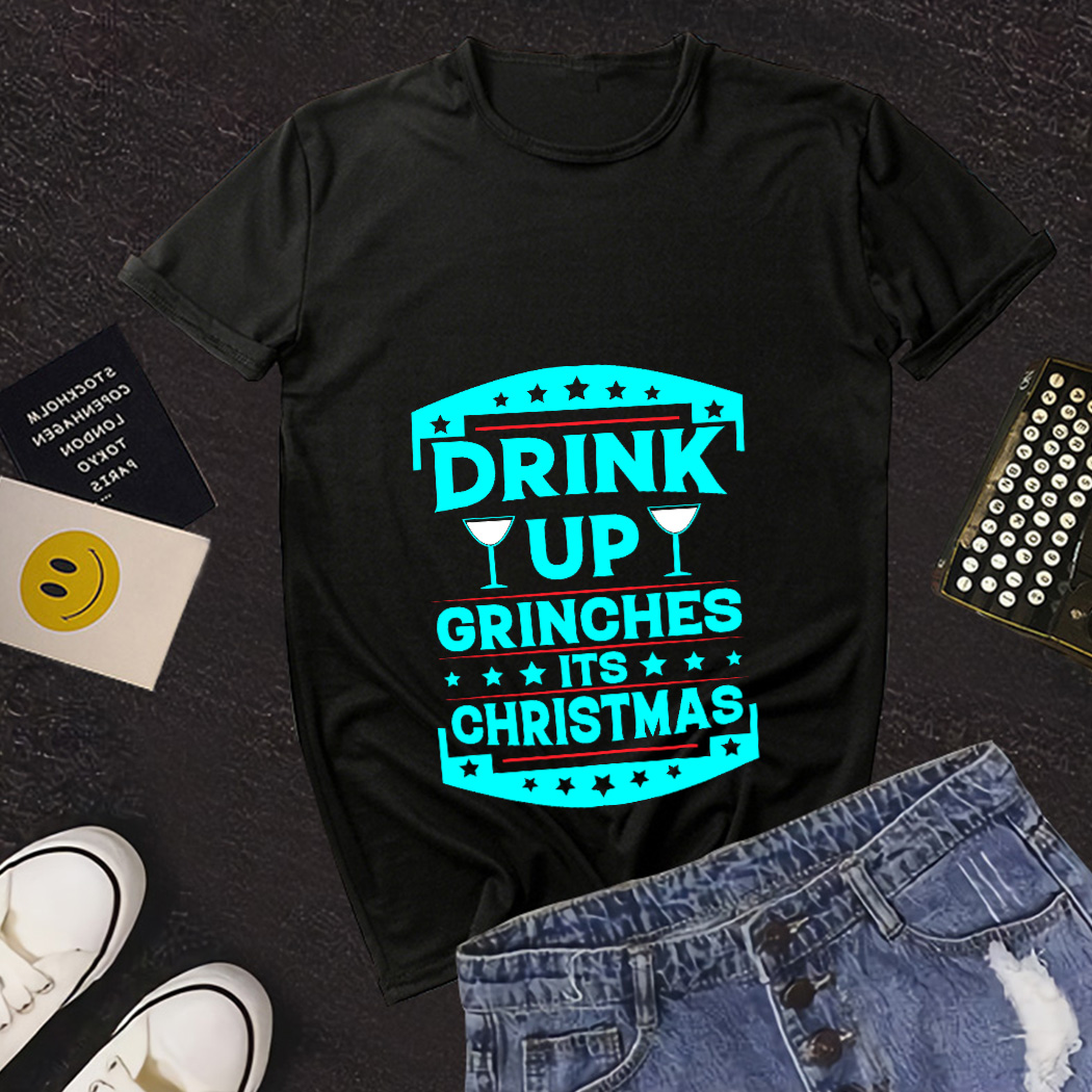 

Women Short Sleeve Tops Tees Girls Casual Sport Loose Street Wear O-Neck Pullovers Summer Christmas Snowman Pattern English Letters Printing Round Collar T-shirts, Black 1