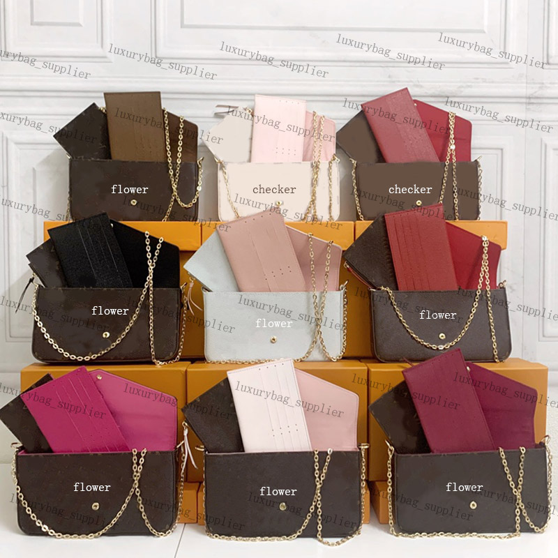 

Chain Messenger Bag Crossbody Shoulder Purse Handbag Fashion Letter Printing Pattern Hasp Leather Women Wallet Clutch Bags High Quality, Box