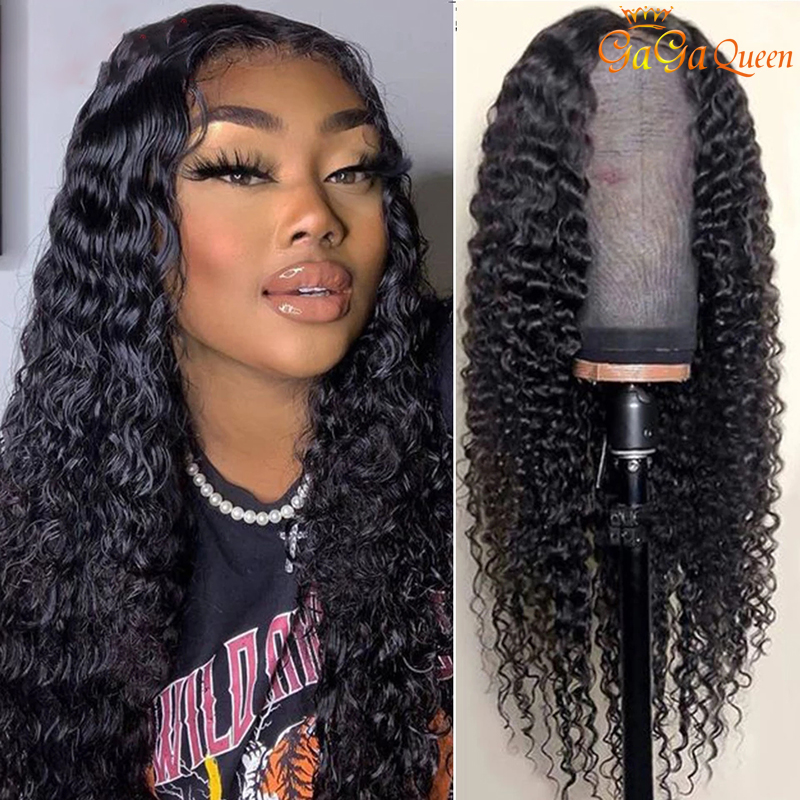

Gaga Queen Deep Wave Lace Clsoure Wig 150% 180% Density 4x4 lace Frontal Wigs For Women Human Hair Wigs, 150% density
