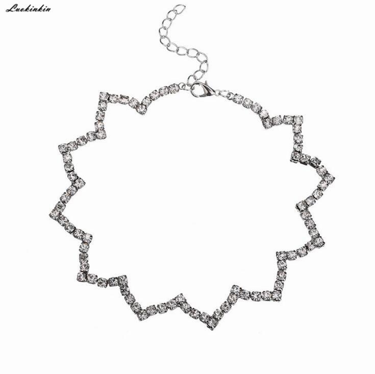 

Silvery Rhinestone Choker Necklace Simple Geometric Personalized For Women Accessories In Jewelry Gothic Style Chokers