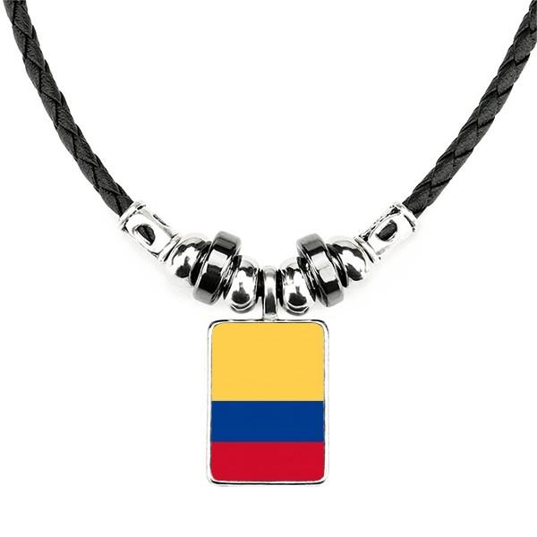

Pendant Necklaces Colombia National Flag South America Country Necklace Handmade Leather Rope