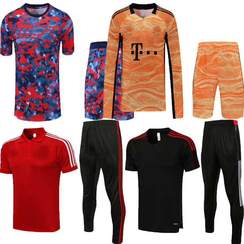 

21 22 BaYern polo kits soccer jerseys LEWANDOWSKI SANE 2021 2022 muNich football shirt HERNANDEZ GORETZKA GNABRY camisa de futebol top NEUER Orange goalkeeper set, C699#