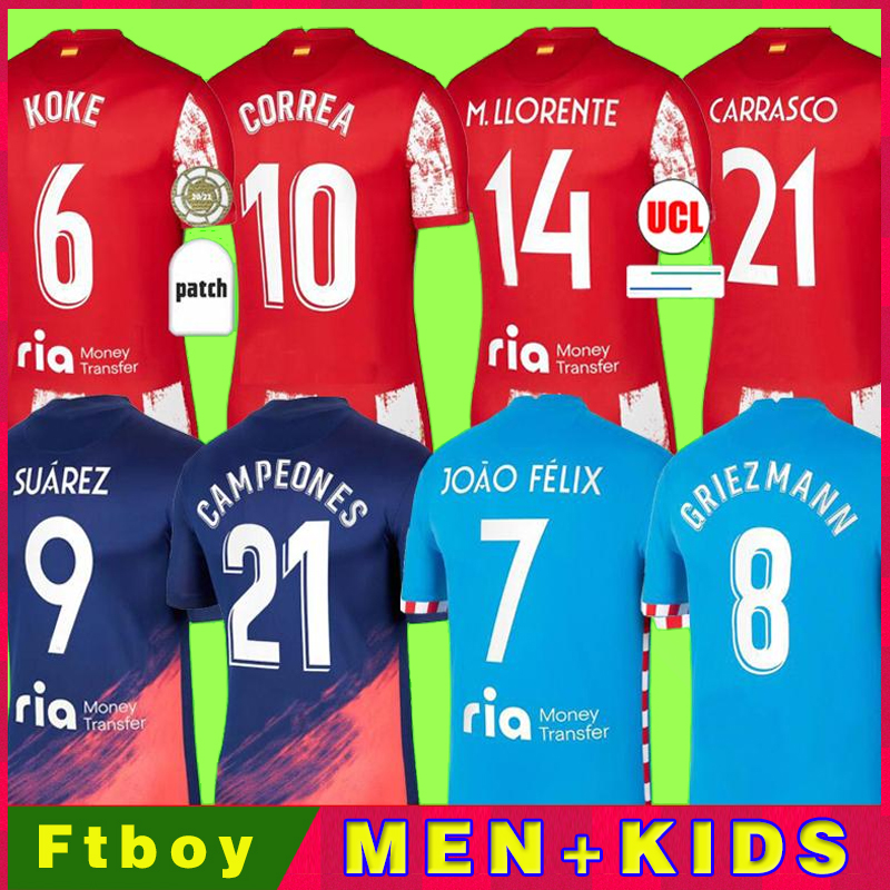 

21 22 GRIEZMANN Madrid Soccer Jerseys SUAREZ 2021 2022 JOAO FELIX CORREA KOKE Camisetas de fútbol CARRASCO men kids kit Football Shirt fans player, Kids 3rd