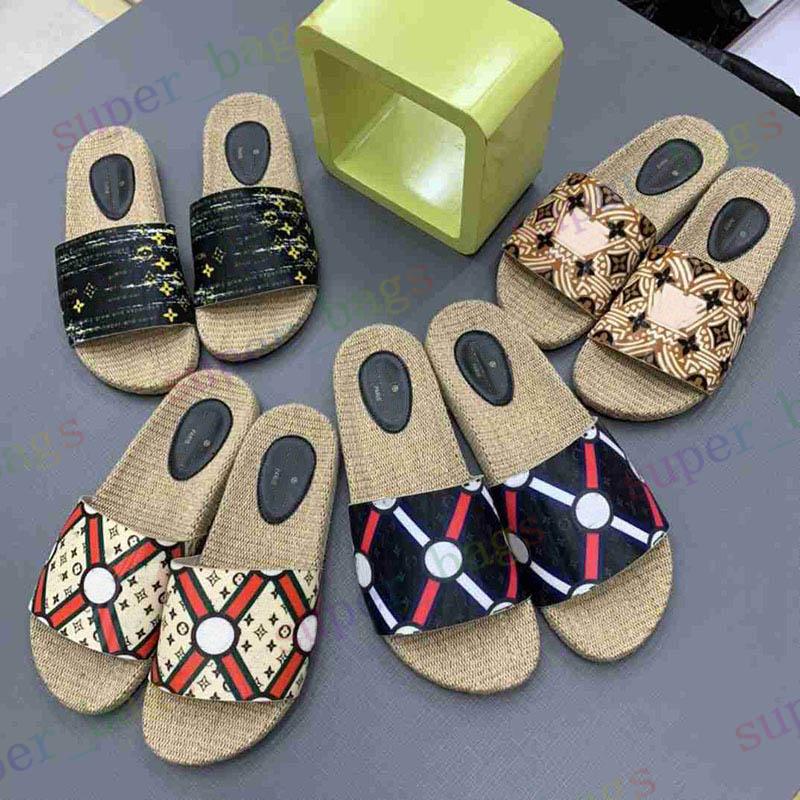 

2021 summer beach slippers fashion jelly straw woven slip flat sandals luxurys designers men shoes 38-44, Box