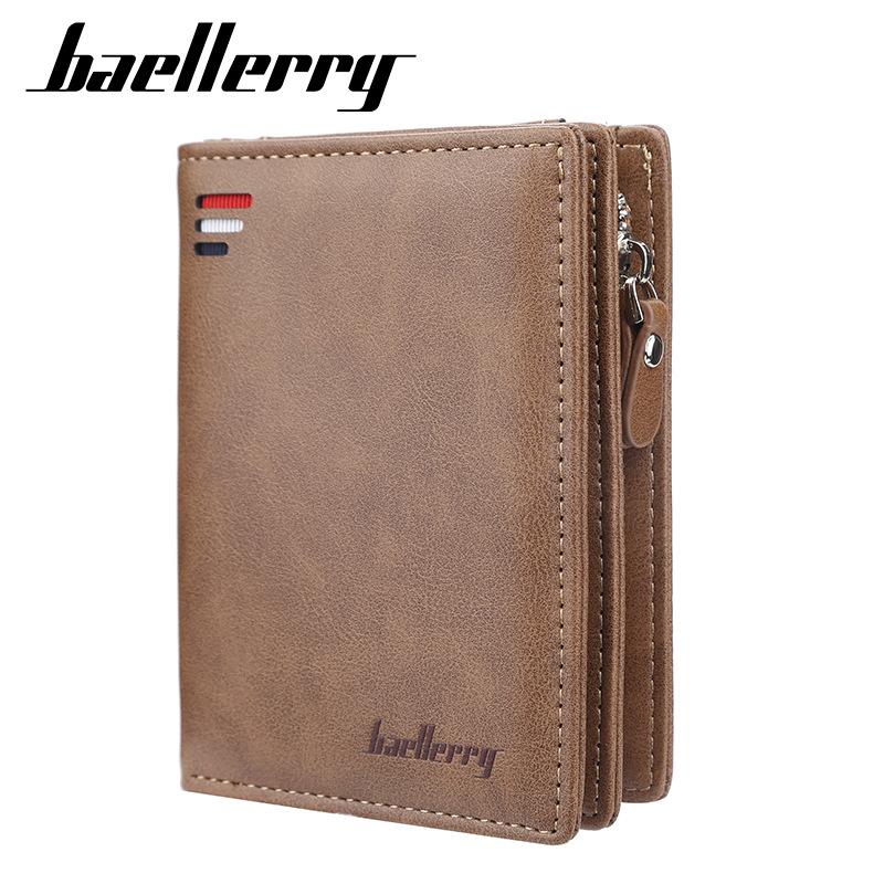 

Baellerry Fashion Men Wallets Zipper Card Holder High Quality Male Purse PU Leather Coin, Red;black