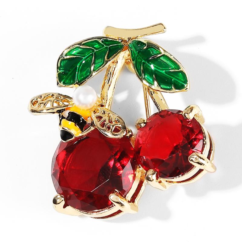 

Pins, Brooches WYBU Bling Ruby Cherry Brooch Pin For Women Cloth Jewelry Spain Strawberry Broches Weddings Party Office Casual Gift