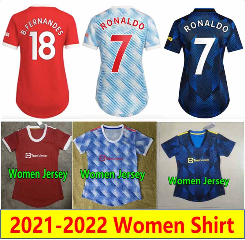 

21 22 Women jersey RONALDO girls soccer jerseys SANCHO CAVANI UTD pogba VARANE 2021 2022 female RASHFORD B.FERNANDES shaw lady football shirt woman home away third kit, Women 21-22 3rd