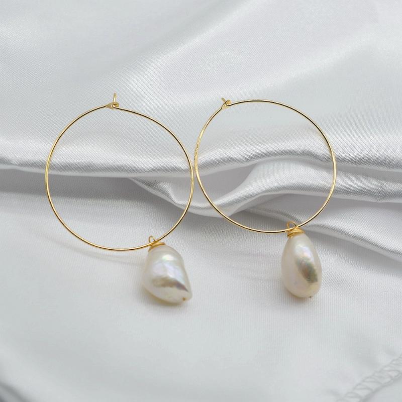 

Dangle & Chandelier Circle Earrings Natural Freshwater Pearls Handmade Gold Ladies