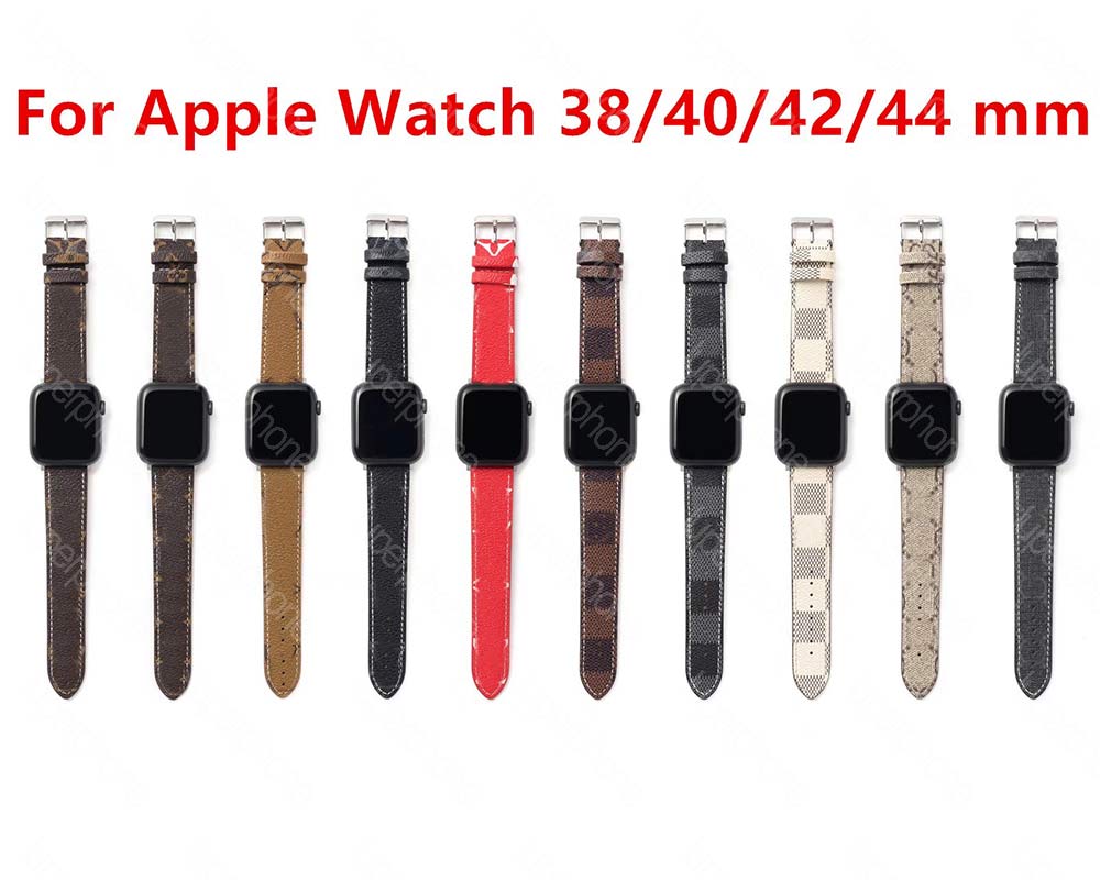 

Classic old Flower designer Watchbands Watch Band 42mm 38mm 40mm 44mm iwatch bands PU Leather Strap Bracelet Luxury Stripes watchband