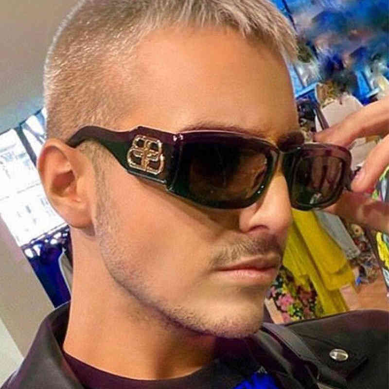 

2021 New fashion exaggerated Double B sunglass Trend square sunglass women runway big frame sunglass4CV6