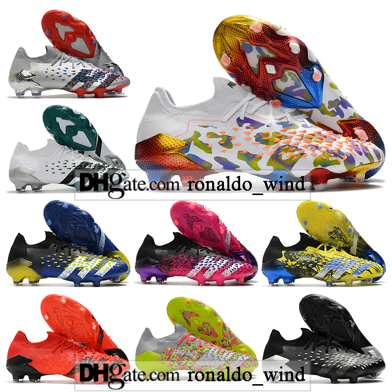 

GIFT BAG Mens Low Ankle Football Boots Whitespark Predator Freak.1 FG Firm Ground Cleats Predators Freak Pogba X Men Outdoor Meteorite Escape Light Pack Soccer Shoes, Color 1