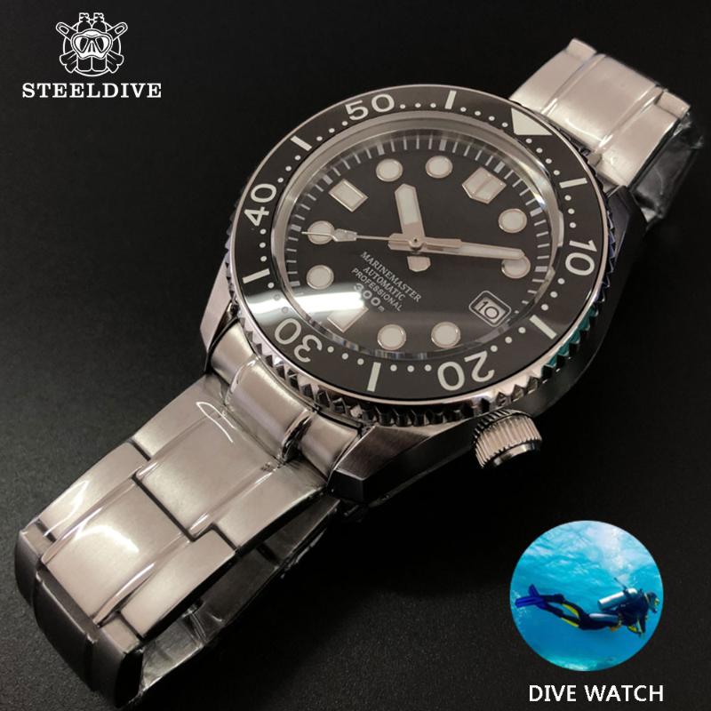 

Wristwatches Professional Outdoor Underwater Dive Watch 300m Waterproof Automatic Mechanical 316L Steel Watches Men Sports Swimming, Leather strap