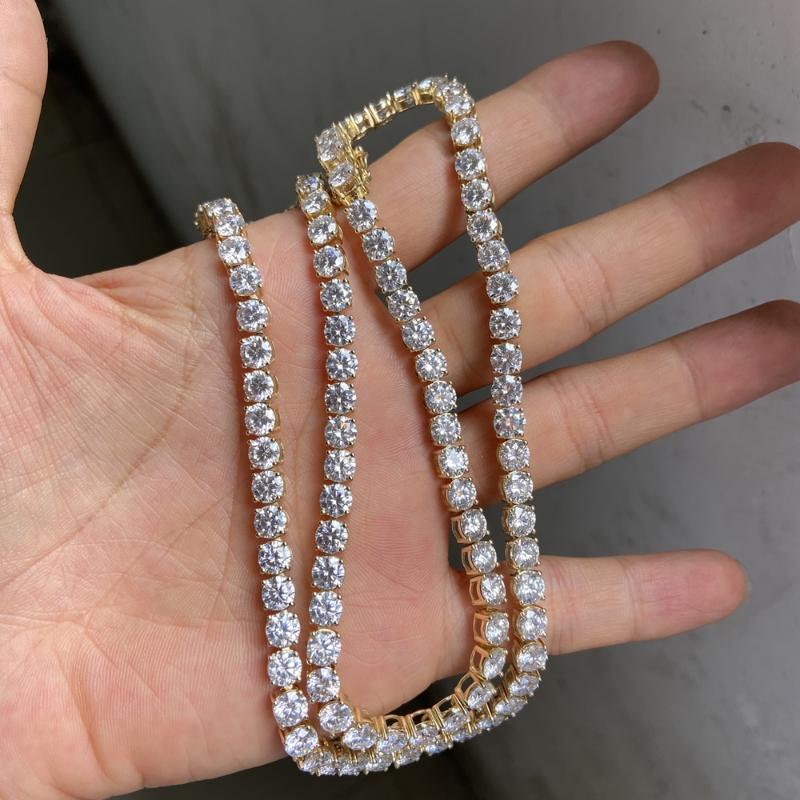 

Chains Meisidian Jewelry 9K Yellow Solid Gold Tennis Chain 5MM VVS1 D Synthetic Moissanite Diamond Necklace