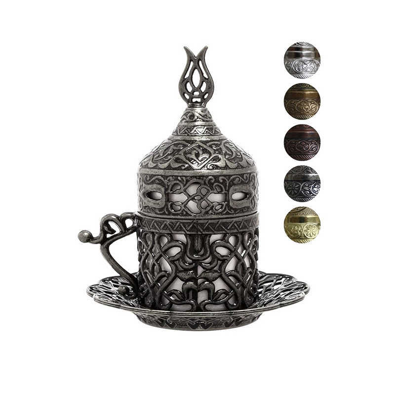 

Istanbul Collection Handmade Greek Arabic Fancy Turkish Coffee Cups Gold Silver Copper Antique Green 2OZ Espresso Made in Turkey 210611