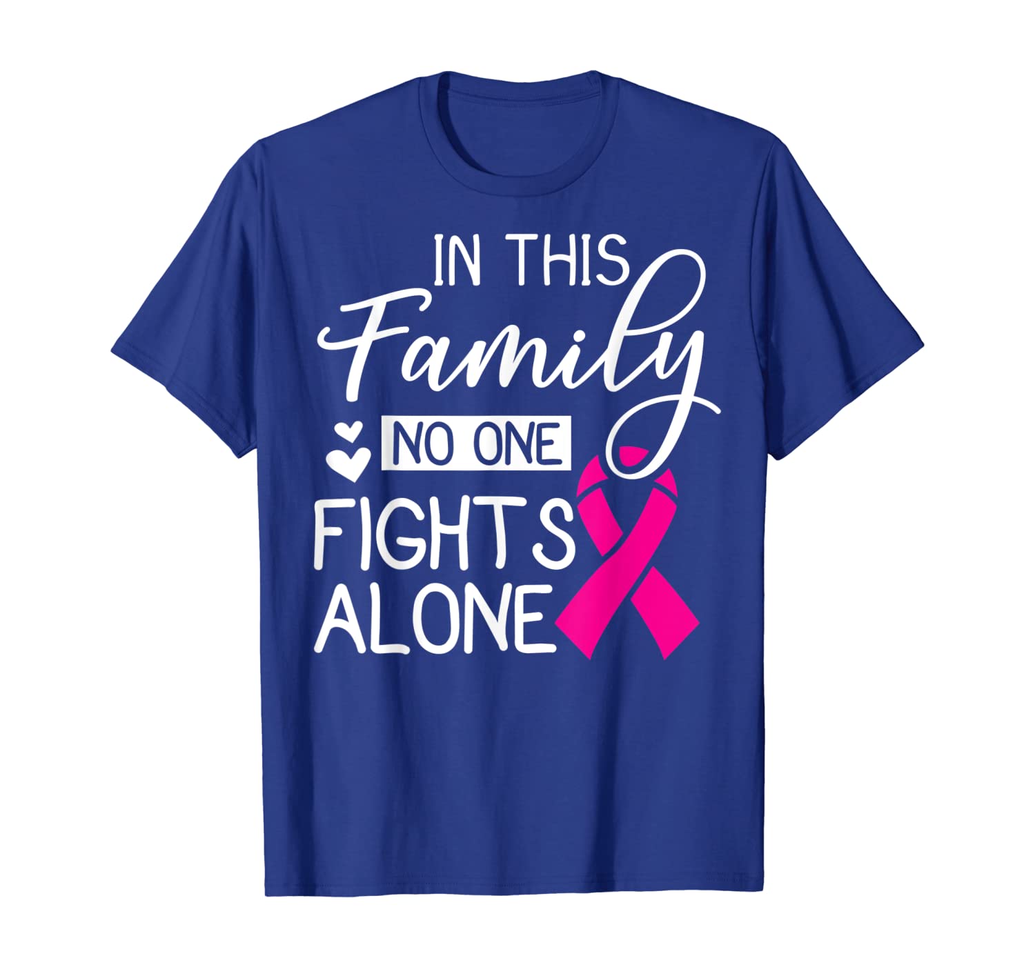 

In This Family No One Fights Alone T-Shirt For Breast Cancer, White;black