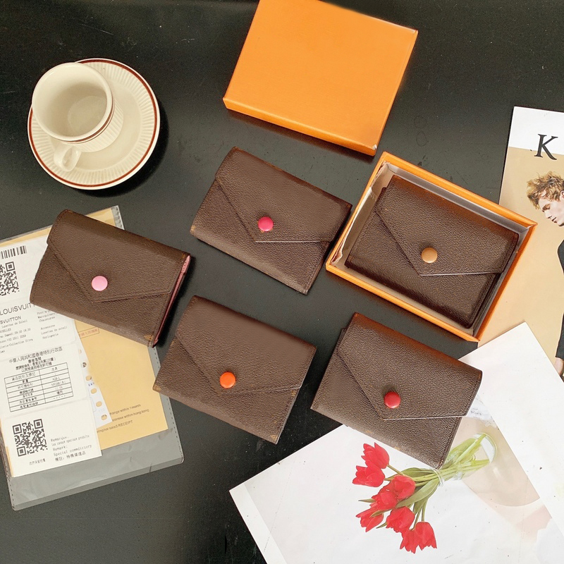 

Wholesale Designer Bags Top Quality Woman Wallets Fashion Genuine Leather Card Holder Purse Lady Floral Brown Holders Bag Zipper Designer Wallet Handbags With Box, Color 3 flower rose red