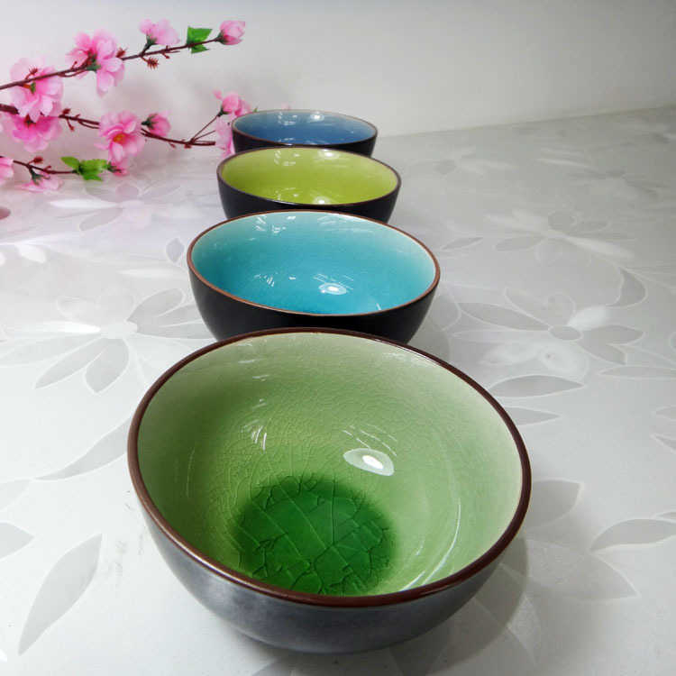 

Ice crack glaze dlj0075 ceramic round solid color ceramic bowl Hotel noodle restaurant