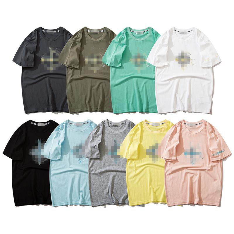 

2021 spring summer bottoming Stone solid color Men's Polos slim men the same short-sleeved round neck island Clothing, White;black