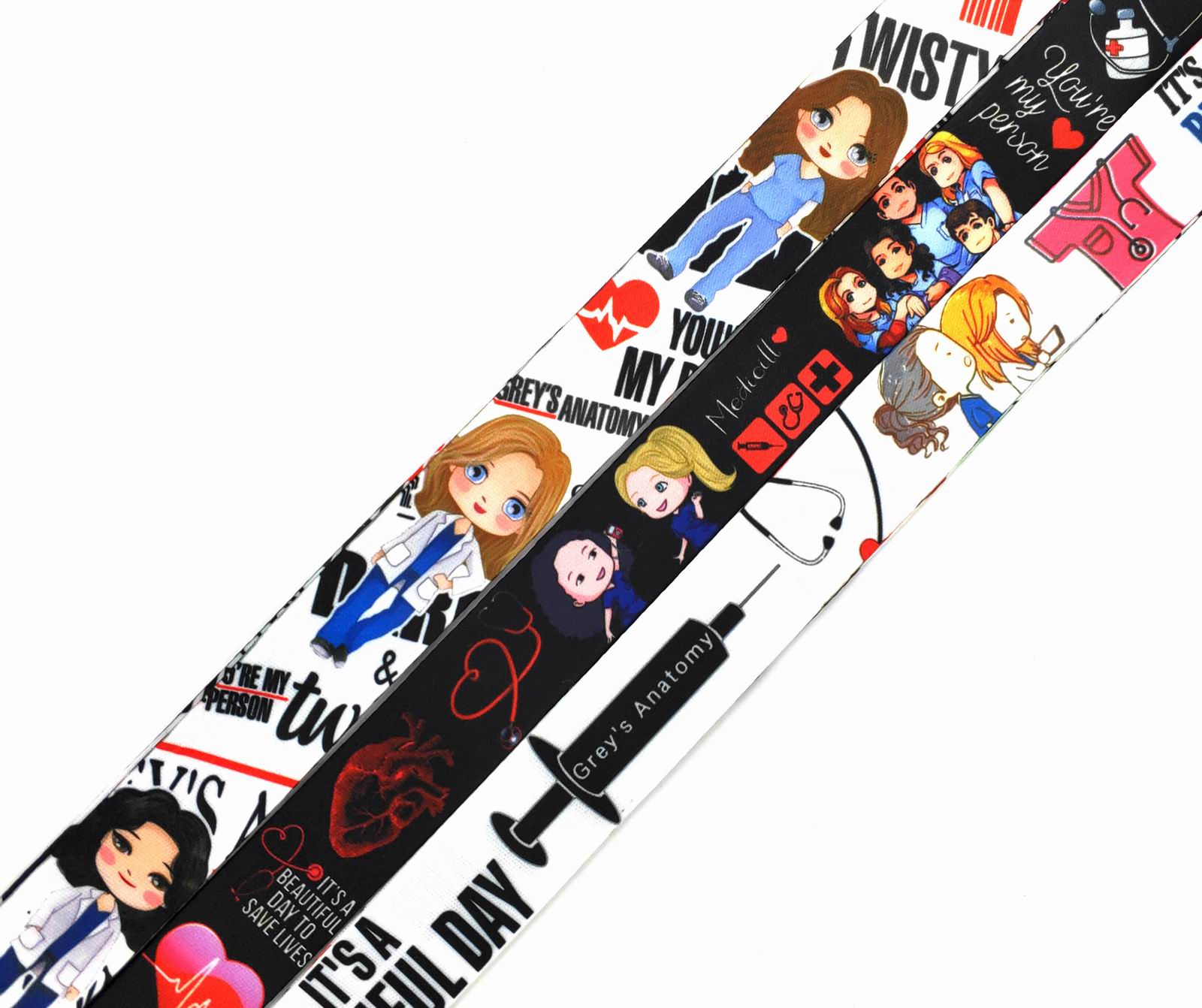 

New 100pcs Keychains Cartoon Doctor Nurse Neck Strap Lanyards Badge Holder Rope Pendant Key Chain Accessories