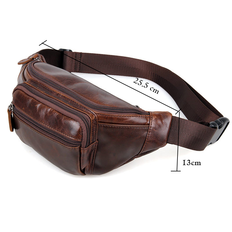 

Leather Messenger Bags Men Genuine Leather Fanny Pack for Phone Pouch Male Fanny Male Travel Waist, Brown