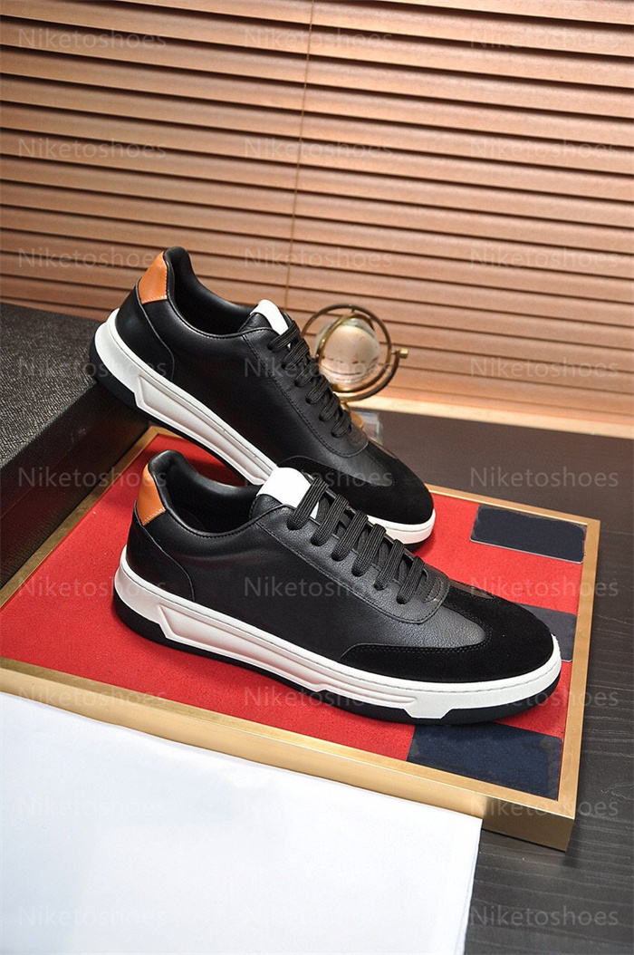 

Men Luxurys Designers Shoes Black Leather Low top Runner Trainers Rubber sole Outdoor Sports Platform shoe, 01
